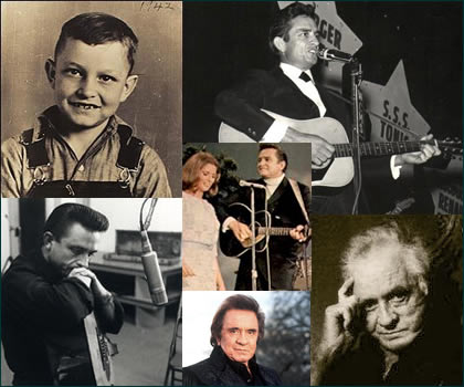Johnny Cash through the years (on TV with June in the center)
