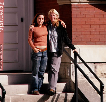 The Lonesome Sisters on the steps of the Ryman